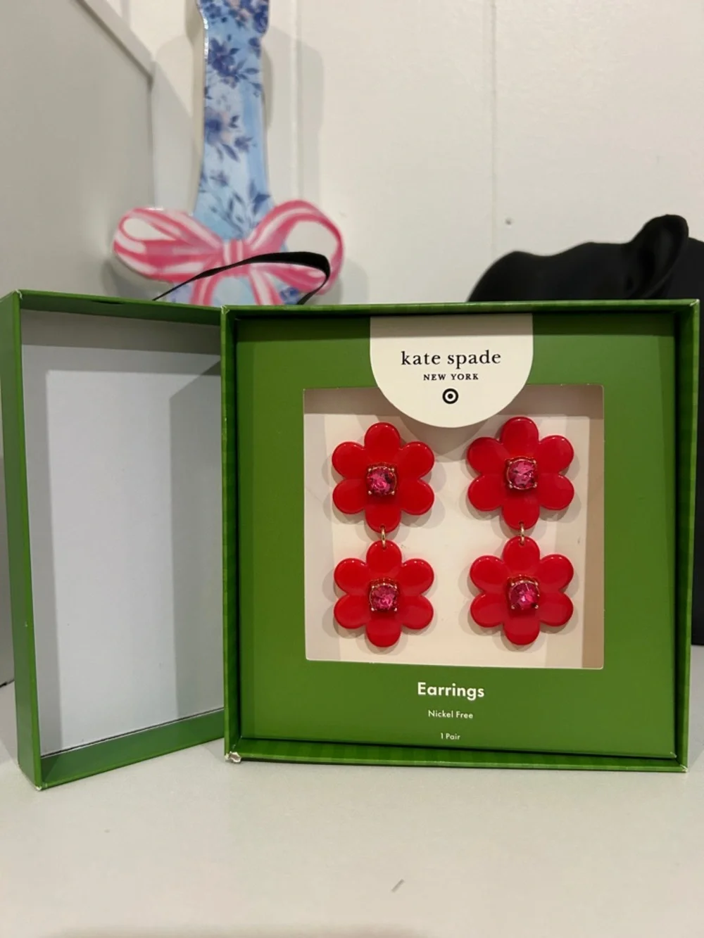 kate spade Red Double Flower Drop Earrings - Picture 2 of 5